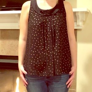 Bow sequined tank top with polka dots.